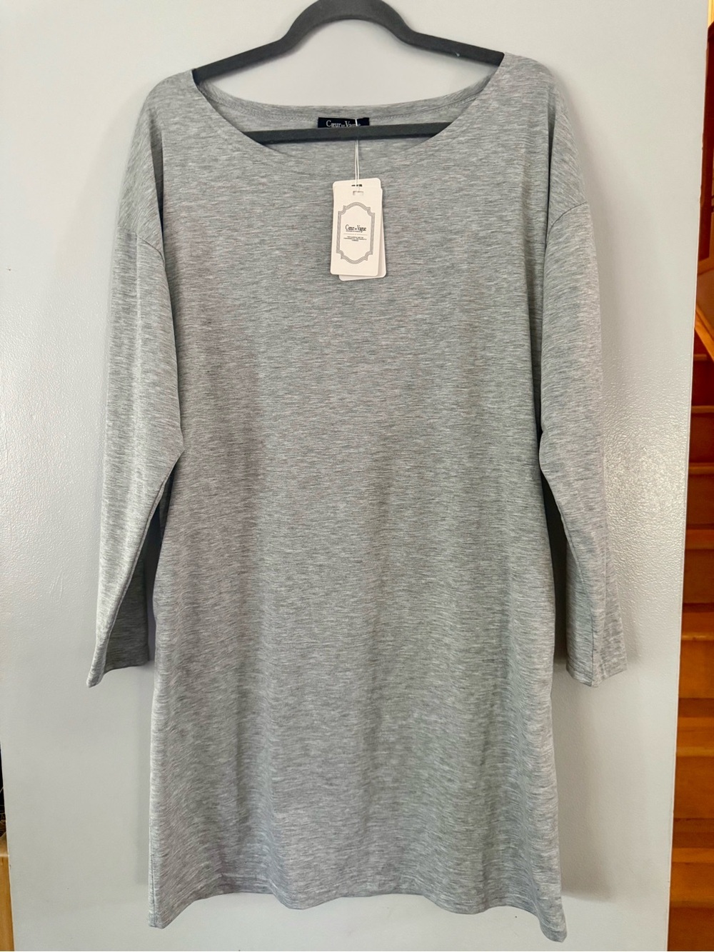 NWT Coeur de Vague Oversized Heather Grey T-Shirt Tunic Dress – XL